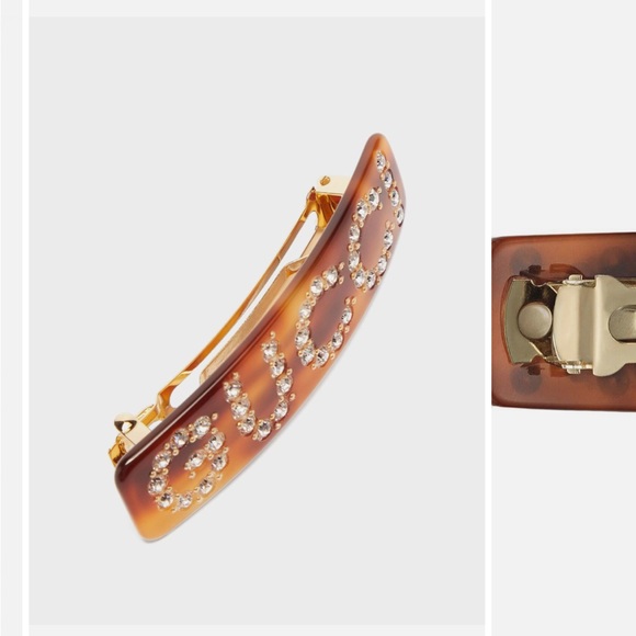 GUCCI CRYSTAL-EMBELLISHED LOGO HAIR CLIP - Picture 3 of 3